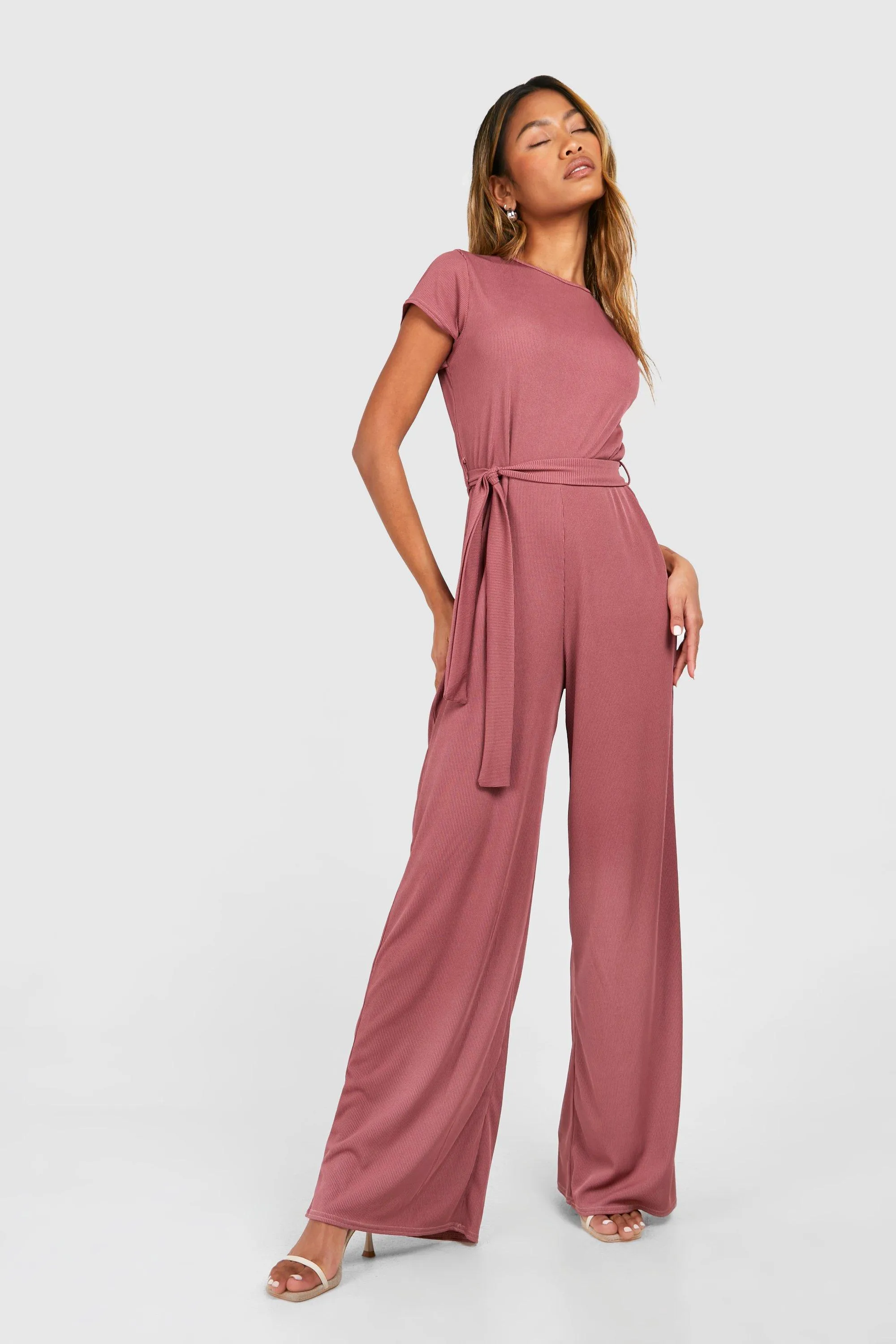 Slouchy Belted Soft Rib Jumpsuit